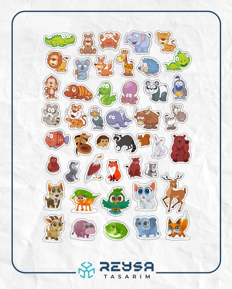 Hayvanlar Alemi Sticker Set 35 Parça Telefon, Tablet, Defter, Laptop Sticker ürün görseli 1