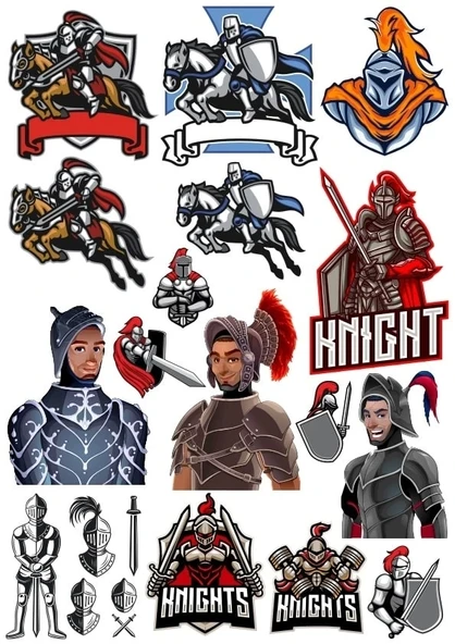 Şövalye Sticker Set 18 Parça Telefon, Tablet, Defter, Laptop Sticker ürün görseli 1