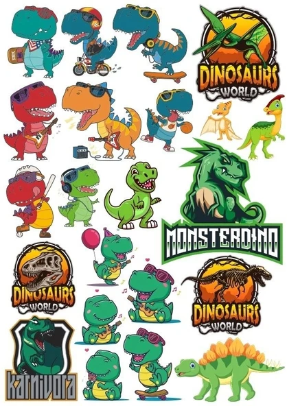 Dinozorlar Sticker Set 6 22 Parça Telefon, Tablet, Defter, Laptop Sticker ürün görseli 1