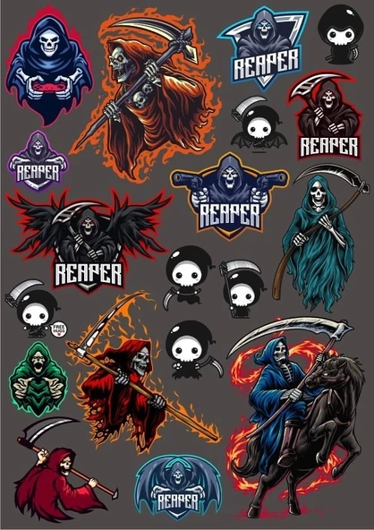 Ölüm Meleği Sticker Set 2 18 Parça Telefon, Tablet, Defter, Laptop Sticker ürün görseli 1