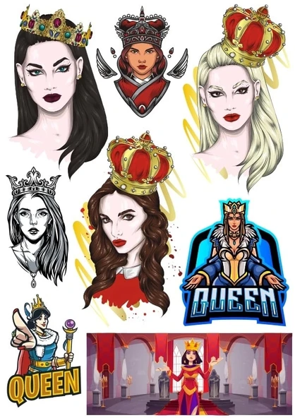 Kraliçe Sticker Set 8 8 Parça Telefon, Tablet, Defter, Laptop Sticker ürün görseli 1