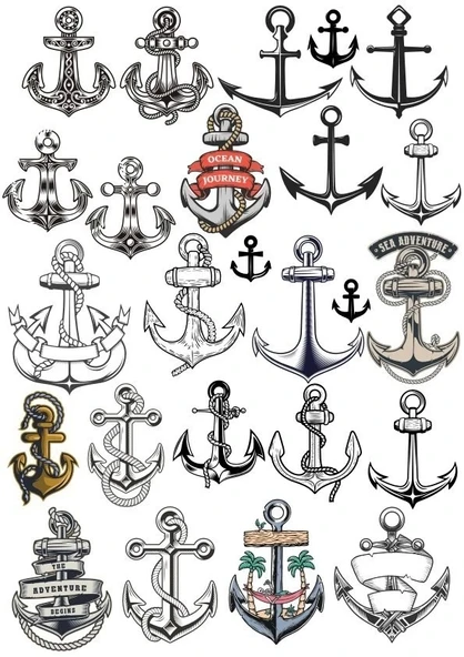 Deniz Çapası Sticker Set 25 Parça Telefon, Tablet, Defter, Laptop Sticker ürün görseli 1