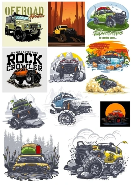 Off Road 4x4 Sticker Set 1 12 Parça Telefon, Tablet, Defter, Laptop Sticker ürün görseli 1