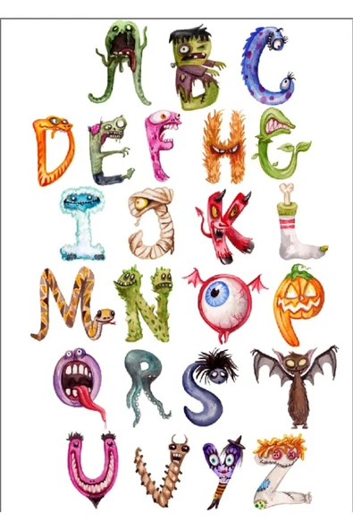 Canavarlar Alfabe Sticker Set