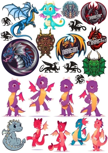 Sevimli Ejderhalar Sticker Set 7 26 Parça Telefon, Tablet, Defter, Laptop Sticker ürün görseli 1