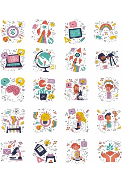 Bilim Sticker Set 20 Parça Telefon, Tablet, Defter, Laptop Sticker ürün görseli 1