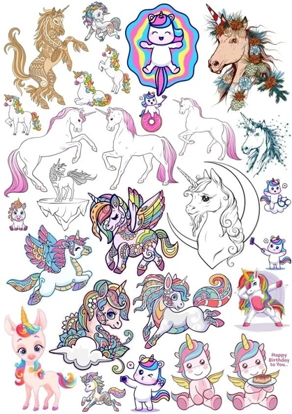 Unicornlar Sticker Set 1 25 Parça Telefon, Tablet, Defter, Laptop Sticker