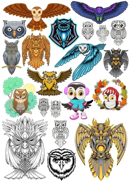 Baykuş Sticker Set 13 20 Parça Telefon, Tablet, Defter, Laptop Sticker ürün görseli 1