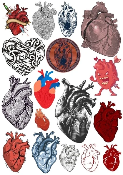 Kalp Sticker Set 1 16 Parça Telefon, Tablet, Defter, Laptop Sticker ürün görseli 1