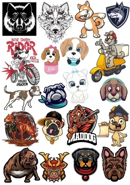 Köpek Sticker Set 16 20 Parça Telefon, Tablet, Defter, Laptop Sticker ürün görseli 1