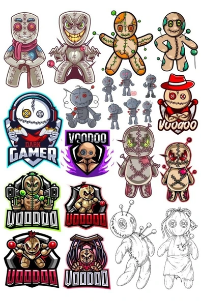 Voodoo Sticker Set 20 Parça Telefon, Tablet, Defter, Laptop Sticker ürün görseli 1