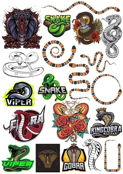 Yılan Sticker Set 20 Parça Telefon, Tablet, Defter, Laptop Sticker ürün görseli 1