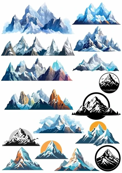 Dağlar Sticker Set 16 Parça Telefon, Tablet, Defter, Laptop Sticker ürün görseli 1