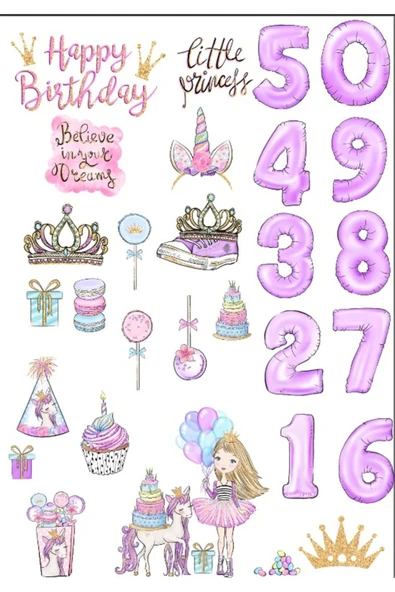 Prenses Doğum Günü Sticker Set ürün görseli 1