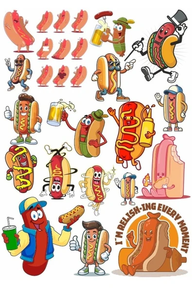 Hot Dog Sticker Set 1