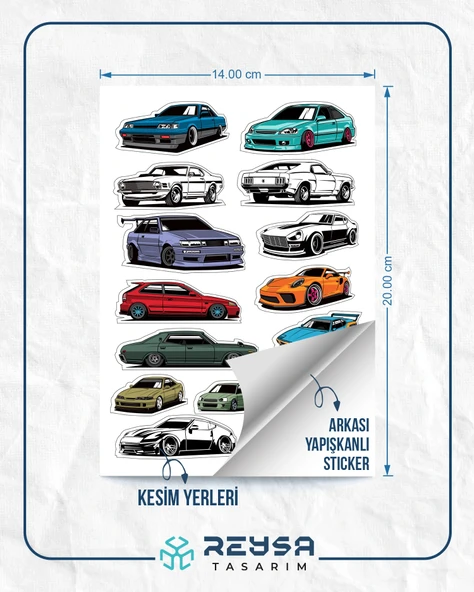 Arabalar Sticker Set 7 15 Parça Telefon, Tablet, Defter, Laptop Sticker - Resim 2