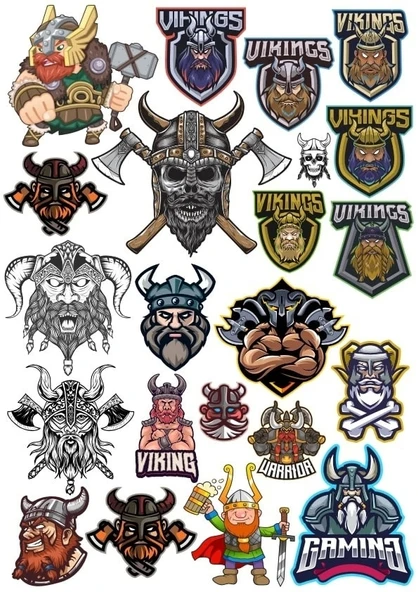 Vikingler Sticker Set 25 Parça Telefon, Tablet, Defter, Laptop Sticker ürün görseli 1