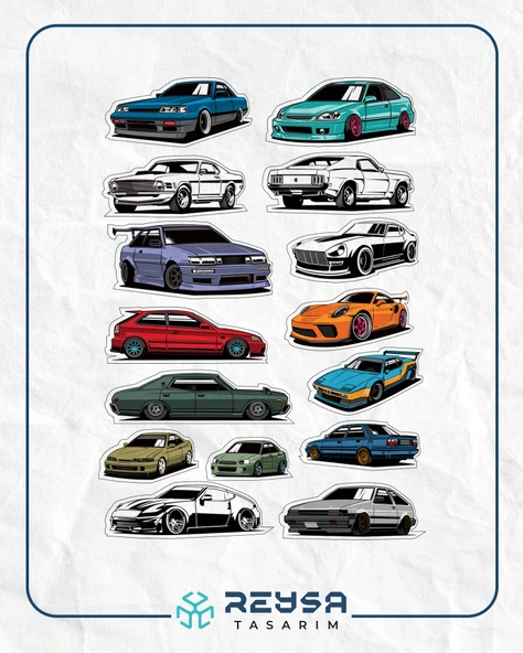 Arabalar Sticker Set 7 15 Parça Telefon, Tablet, Defter, Laptop Sticker ürün görseli 1