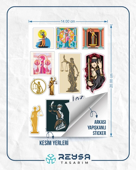 Themis Hukuk Sticker Set 12 Parça Telefon, Tablet, Defter, Laptop Sticker - Resim 2