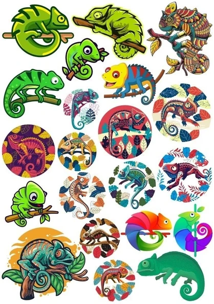 Bukalemun Sticker Set 20 Parça Telefon, Tablet, Defter, Laptop Sticker ürün görseli 1