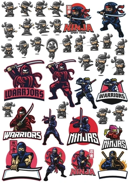 Ninja Sticker Set 20 Parça Telefon, Tablet, Defter, Laptop Sticker ürün görseli 1