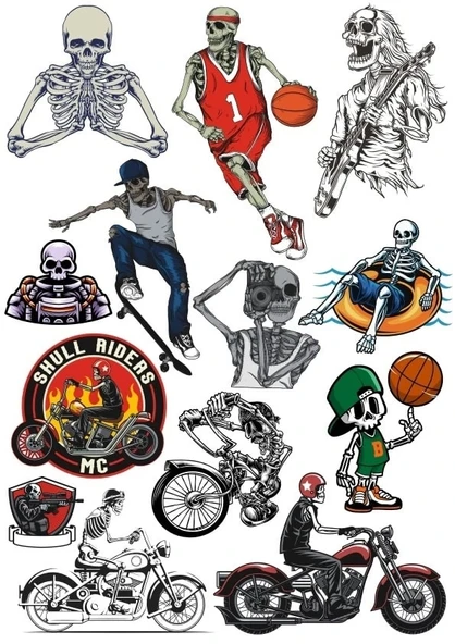 İskelet Sticker Set 5 15 Parça Telefon, Tablet, Defter, Laptop Sticker ürün görseli 1