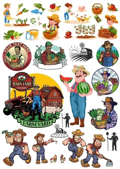 Çiftçi Sticker Set 25 Parça Telefon, Tablet, Defter, Laptop Sticker
