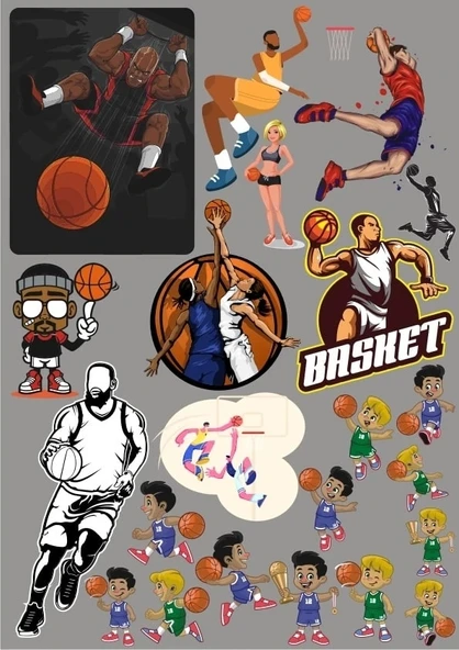 Basketbol Sticker Set 5 15 Parça Telefon, Tablet, Defter, Laptop Sticker ürün görseli 1