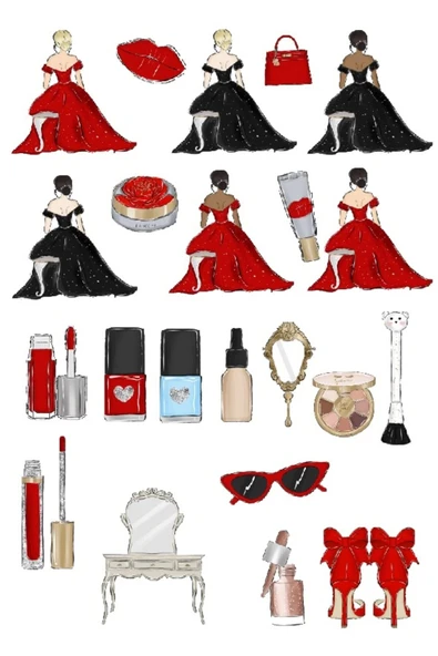 Makyaj Malzemeleri Sticker Set 1 ürün görseli 1