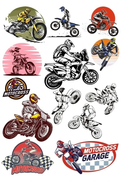 Motorcu ve Motor Sitcker Set 15 Parça Telefon, Tablet, Defter, Laptop Sticker ürün görseli 1