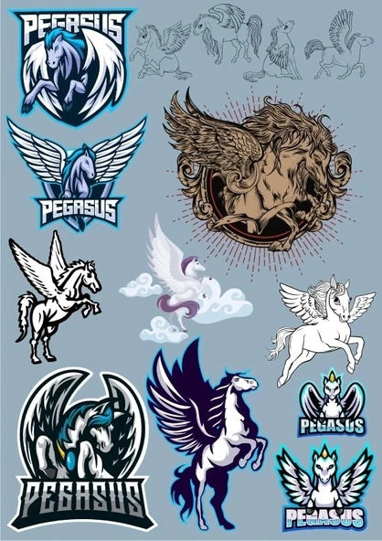 Pegasus Sticker Set 2 15 Parça Telefon, Tablet, Defter, Laptop Sticker ürün görseli 1