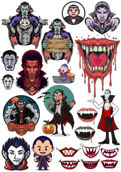 Vampir Sticker Set 2 16 Parça Telefon, Tablet, Defter, Laptop Sticker ürün görseli 1