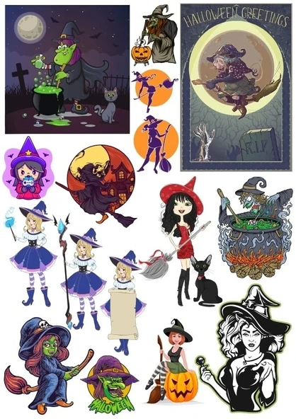 Cadı Sticker Set 9 20 Parça Telefon, Tablet, Defter, Laptop Sticker ürün görseli 1