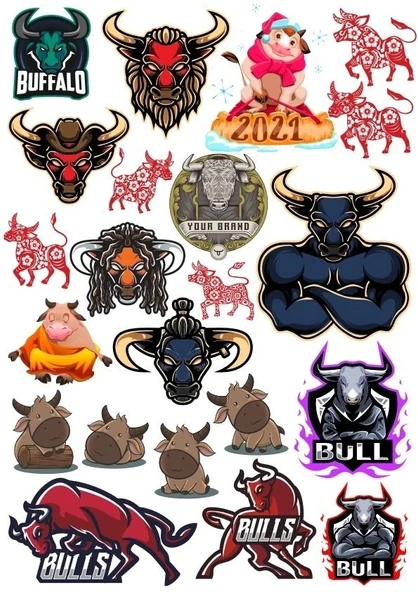 Boğa Sticker Set 20 Parça Telefon, Tablet, Defter, Laptop Sticker ürün görseli 1