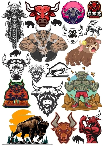 İnek Sticker Set 5 18 Parça Telefon, Tablet, Defter, Laptop Sticker