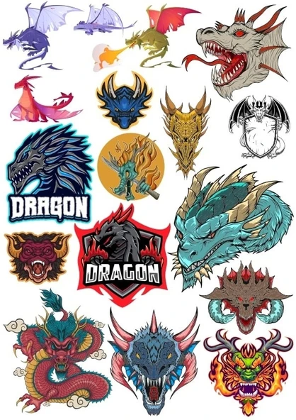 Ejderha Sticker Set 5 20 Parça Telefon, Tablet, Defter, Laptop Sticker