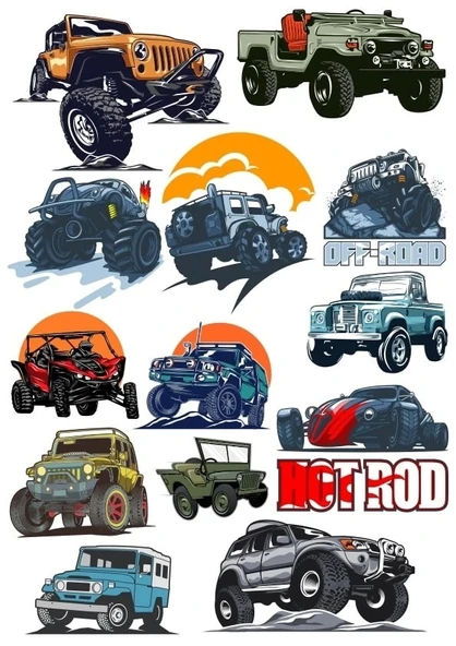 Off Road 4X4 Sticker Set 2 12 Parça Telefon, Tablet, Defter, Laptop Sticker ürün görseli 1