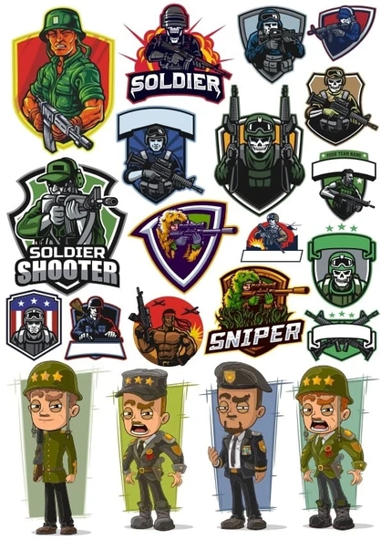 Asker Sticker Set 7 15 Parça Telefon, Tablet, Defter, Laptop Sticker ürün görseli 1