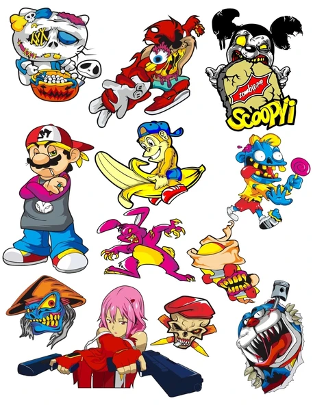 Anime Sticker Set 1 12 Parça Telefon, Tablet, Defter, Laptop Sticker