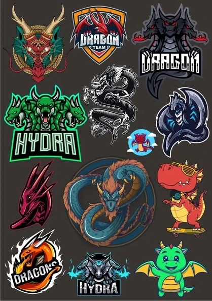 Ejderhalar Sticker Set 11 14 Parça Telefon, Tablet, Defter, Laptop Sticker ürün görseli 1