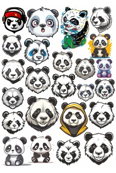 Panda Sticker Set 8 25 Parça Telefon, Tablet, Defter, Laptop Sticker - 1