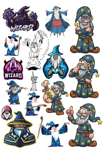 Büyücü Sticker Set 8 20 Parça Telefon, Tablet, Defter, Laptop Sticker ürün görseli 1