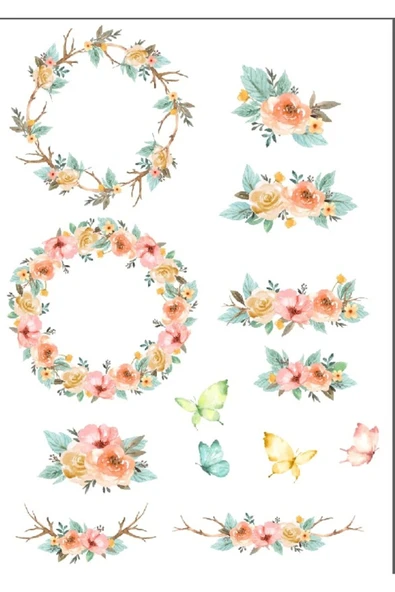 Çiçekli Çerçeveler Sticker Set