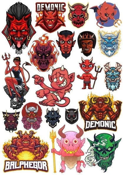 Şeytan Sticker Set 16 16 Parça Telefon, Tablet, Defter, Laptop Sticker ürün görseli 1