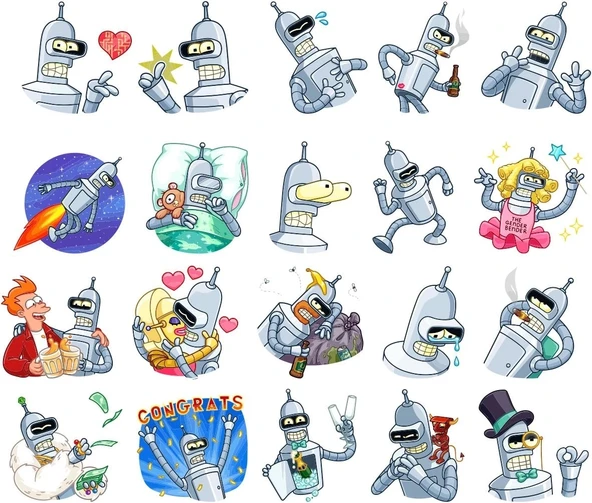 Robotlar Sticker Set 20 Parça Telefon, Tablet, Defter, Laptop Sticker ürün görseli 1