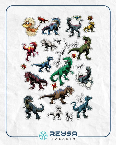 Dinozor Trex Sticker Set 1 ürün görseli 1