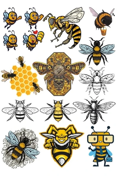 Arılar Sticker Set 6 15 Parça Telefon, Tablet, Defter, Laptop Sticker ürün görseli 1