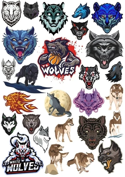 Kurtlar Sticker Set 6 20 Parça Telefon, Tablet, Defter, Laptop Sticker ürün görseli 1