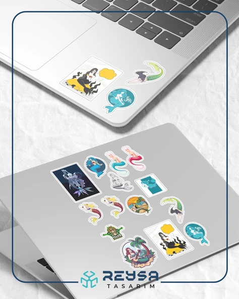 Deniz Kızları Sticker Set 2 20 Parça Telefon, Tablet, Defter, Laptop Sticker - Resim 3