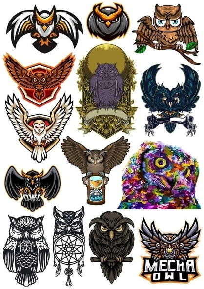 Baykuş Sticker SET 3 14 Parça Telefon, Tablet, Defter, Laptop Sticker ürün görseli 1